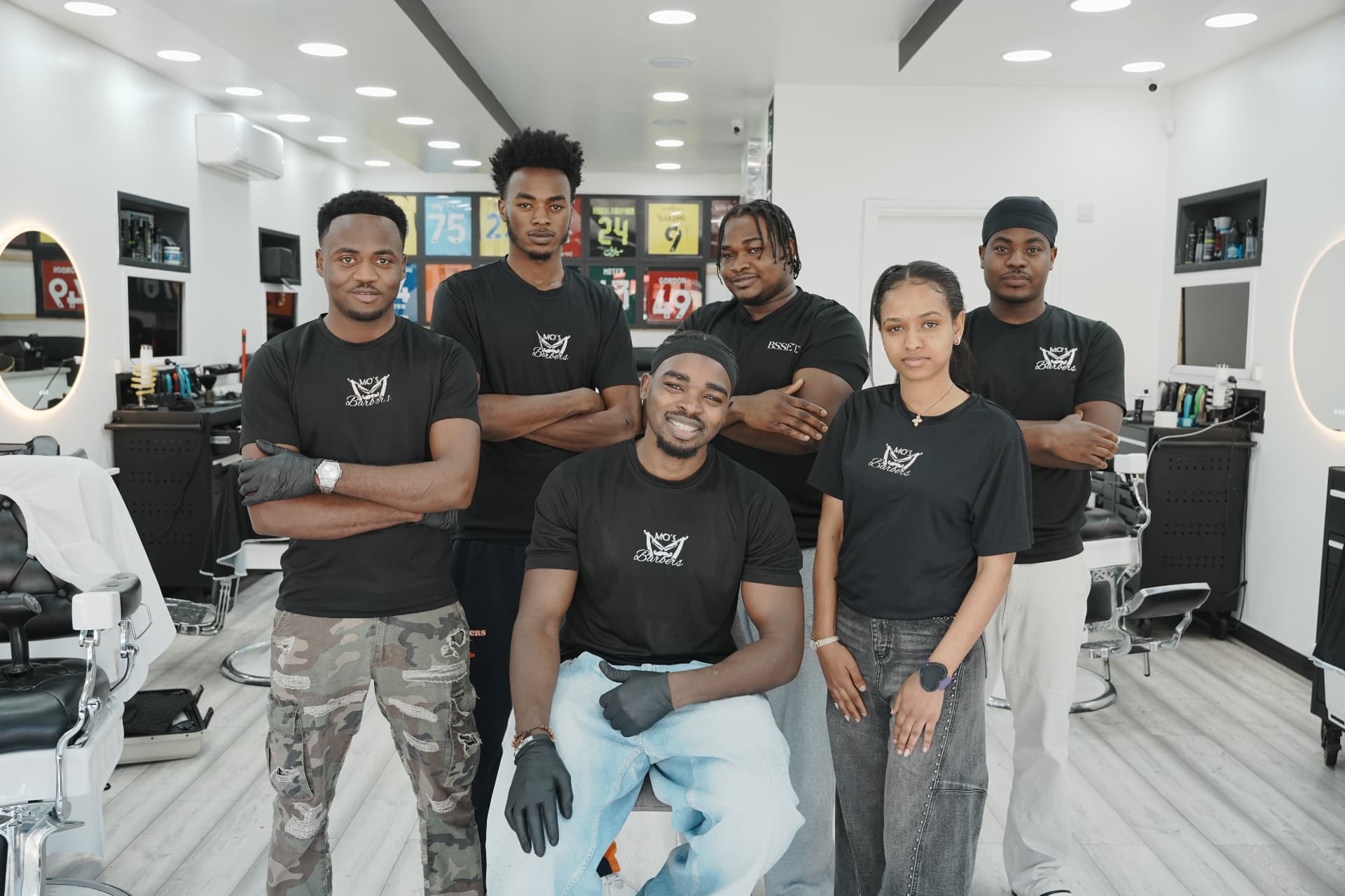 The Mo's Barbers team in the Manchester shop