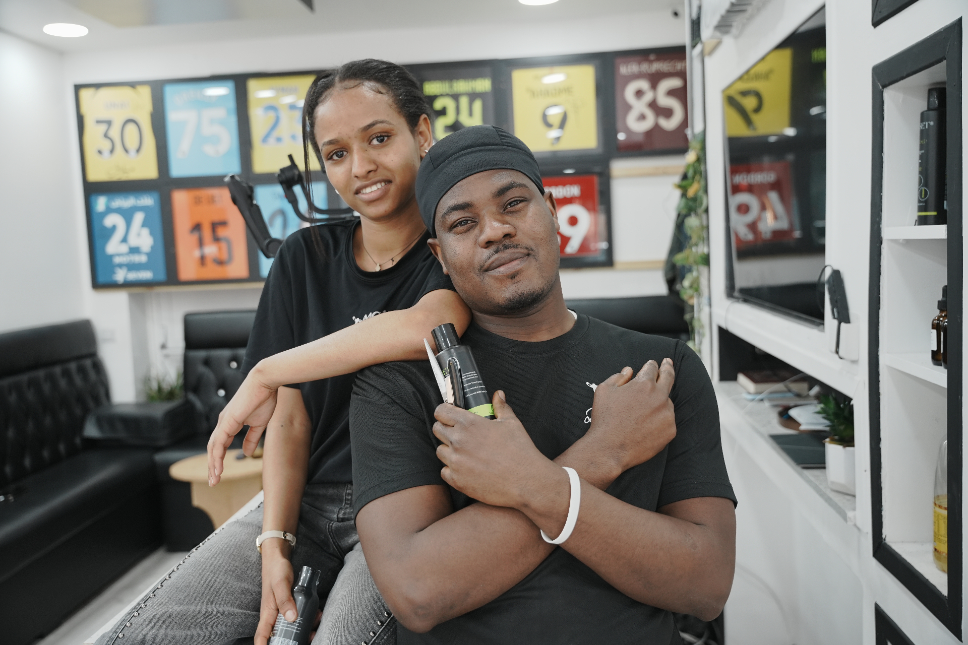 The Mo's Barbers team with products